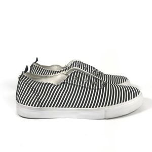 Tommy Hilfiger Black & White Striped Studded Stars Canvas Sneakers